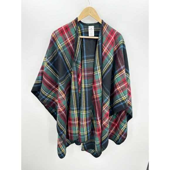 Woolrich Women Plaid Blanket Wrap Poncho Shawl Polyester Viscose Size One Size - Picture 1 of 6